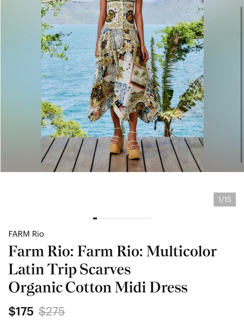 Farm Rio: Multicolor Latin Trip Scarves
Organic Cotton Midi Dress - Picture 12 of 13